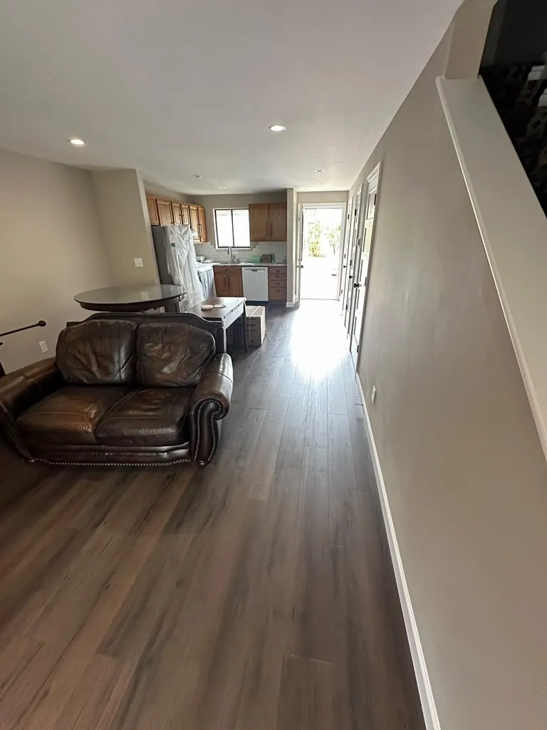 Open living and kitchen area repainted end to end